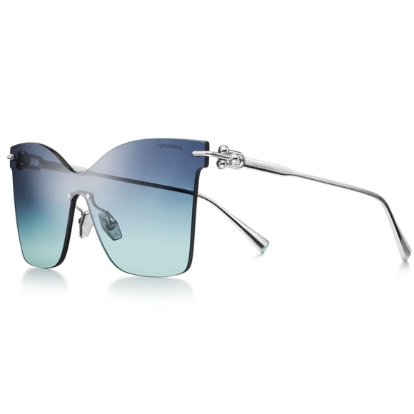 Tiffany & Co TF3103K 62139S Silver Gold Plated Blue Gradient Sunglasses 3103K